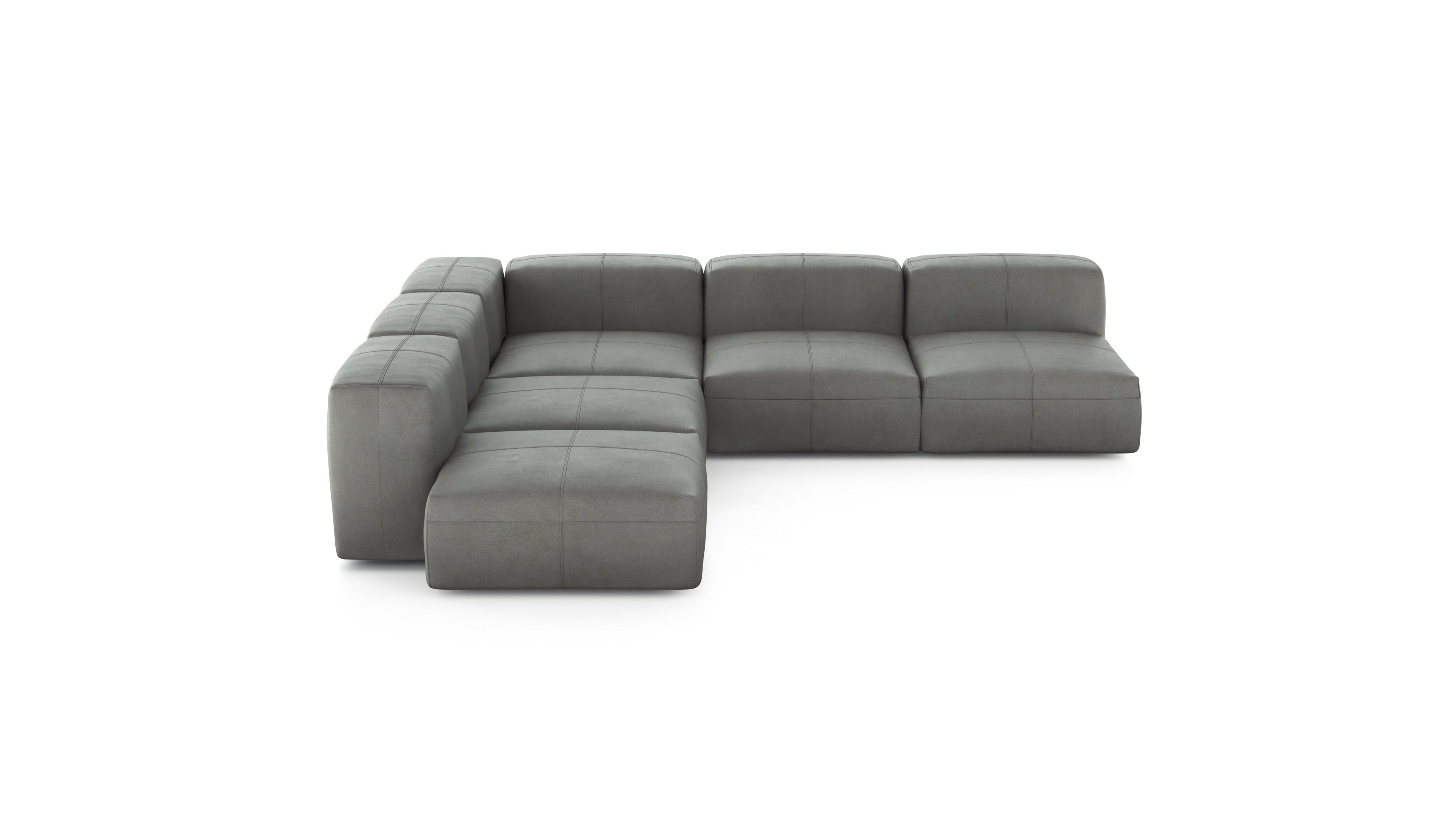 five module corner sofa - leather - light grey - 111in x 111in
