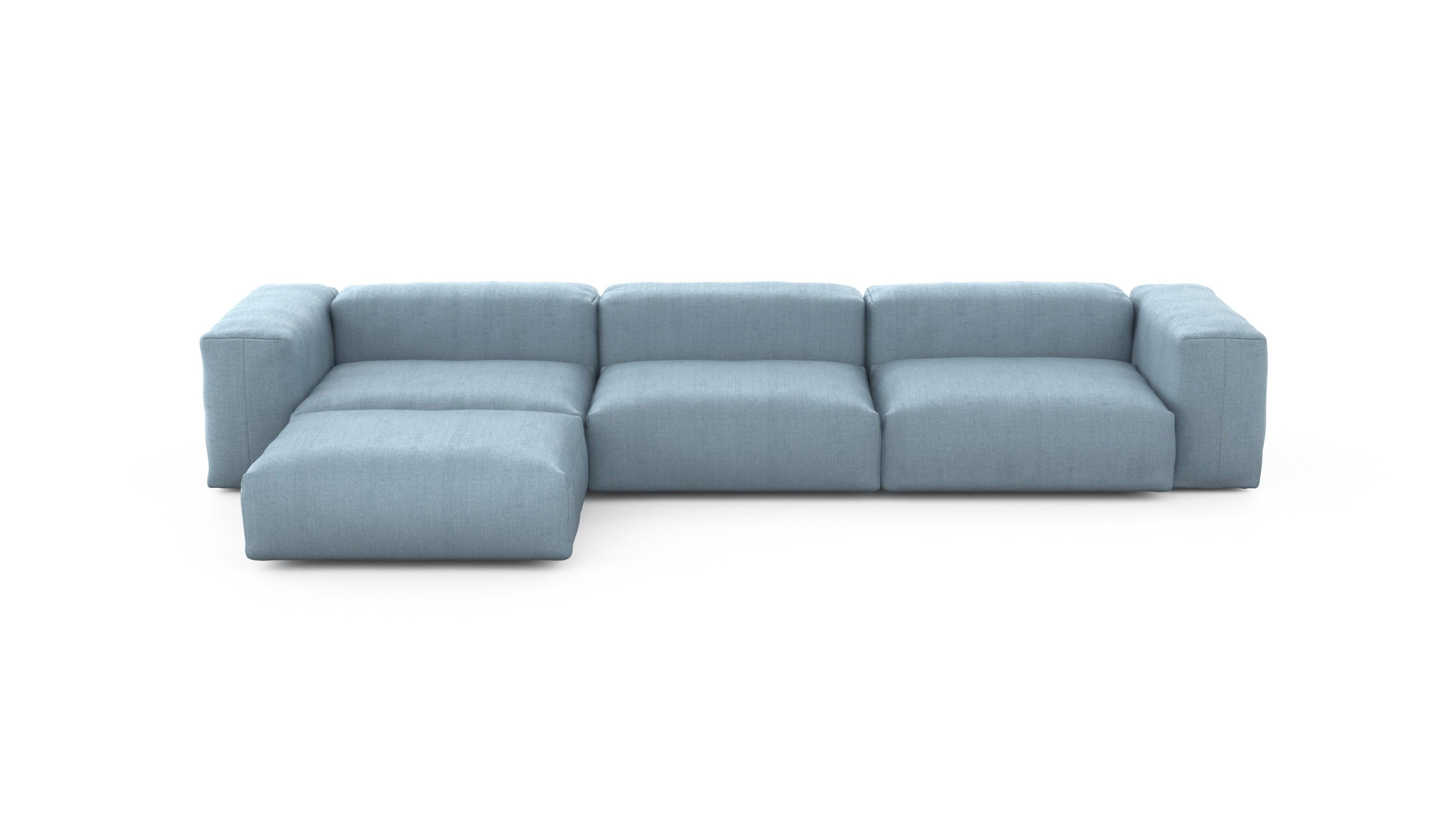 four module chaise sofa - herringbone - light blue - 148in x 78in