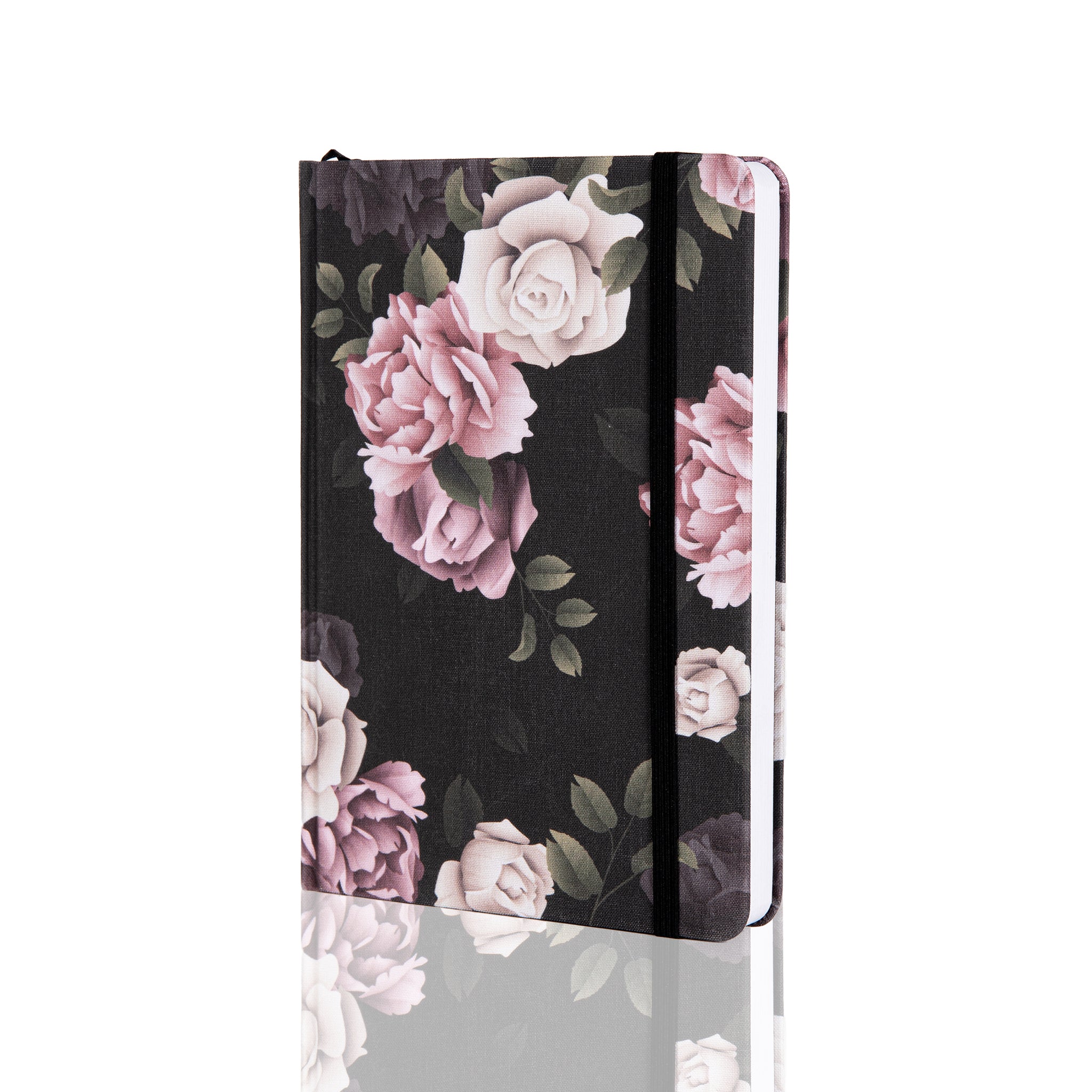 Black Floral Dot Grid Notebook - A5