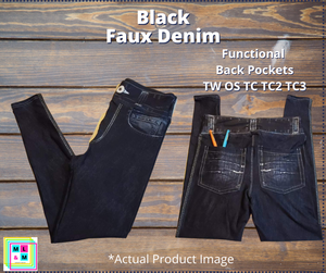Solid Black Faux Denim Full Length w/ Pockets - Shipping Department 
