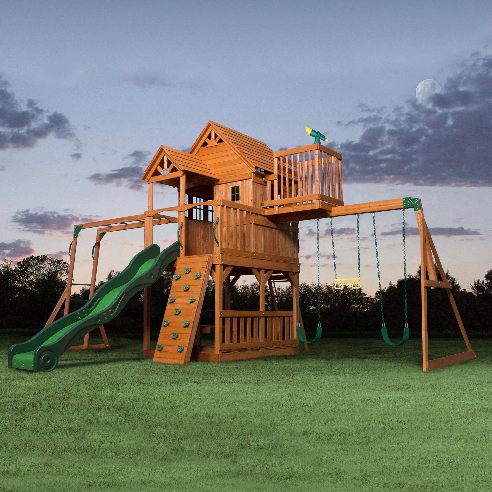 2 swing wooden swing set