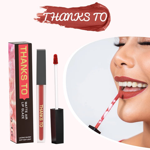 THANKS TO Flawless Matte Air Lip Glaze-Long-lasting Velvet Finish with four colors