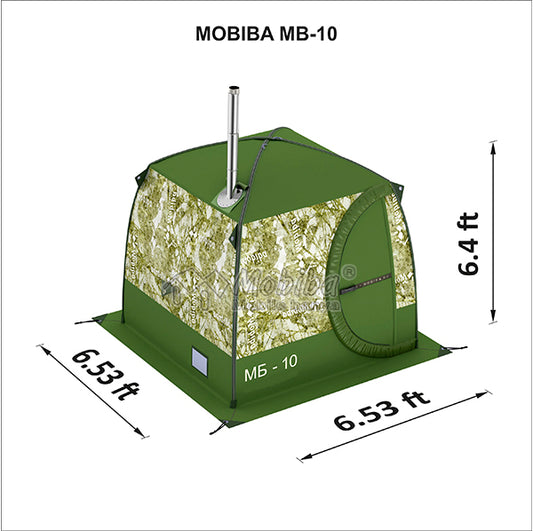 Mobiba Mobile Sauna MB-10 with 1 Window (3-4 pers.) + Stove + Steam Generator