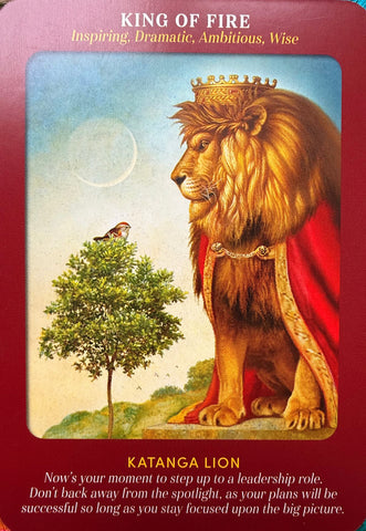 earth card pull king of fire with a royal lion in the picture.