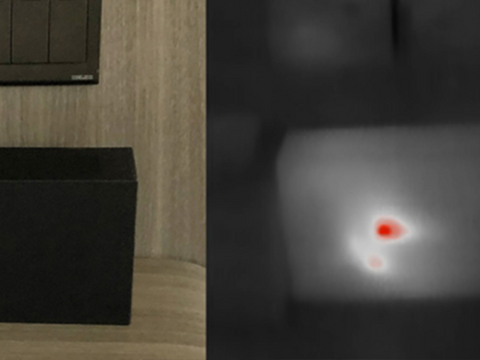 02 Hidden camera inside a box identified using a smartphone thermal imager
