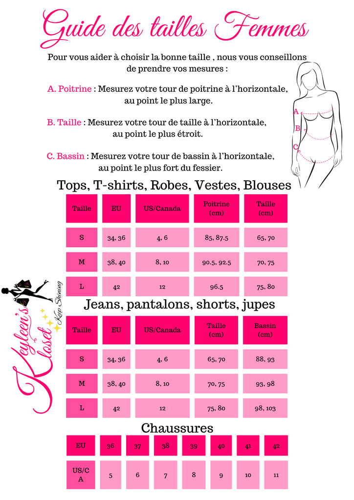 Guide des tailles Vêtement Femme