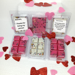 4 Personalized Valentine's Day Wax Melts-2 White & 2 Pink-strong