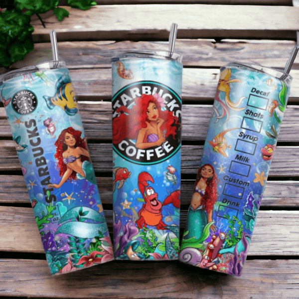 24 oz Curve Tumbler w/Handle - Mermaid Princess – MysticCharmDesigns