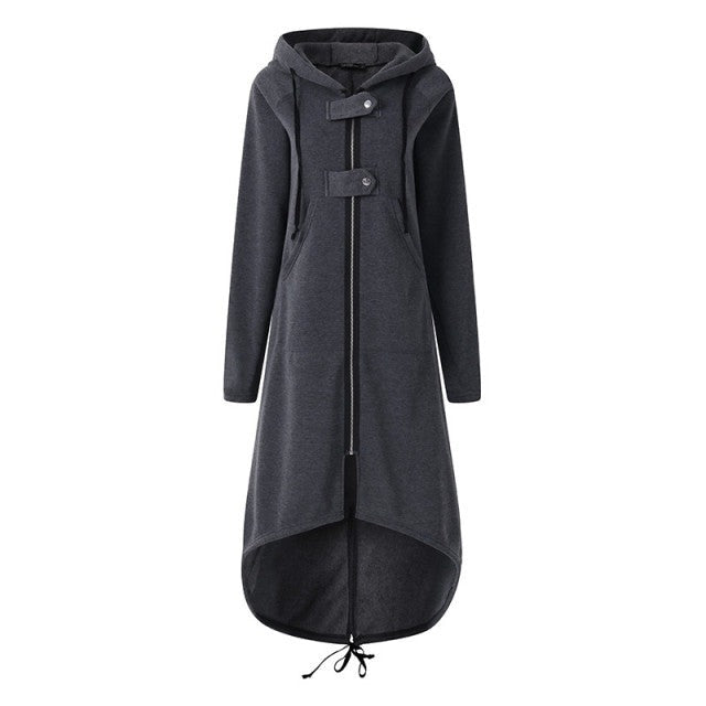 Hooded Asymmetrical Long Coat