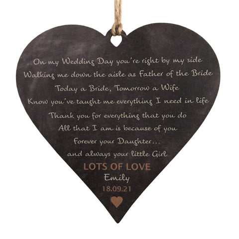 Father of the Bride Personalised Dad Daughter Poem Plaque and Wedding Gift