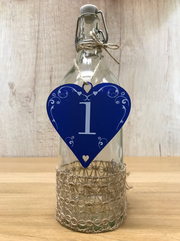 Wedding Table number hanging swirl heart