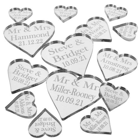 Personalised Wedding Favours Silver Love Heart Confetti