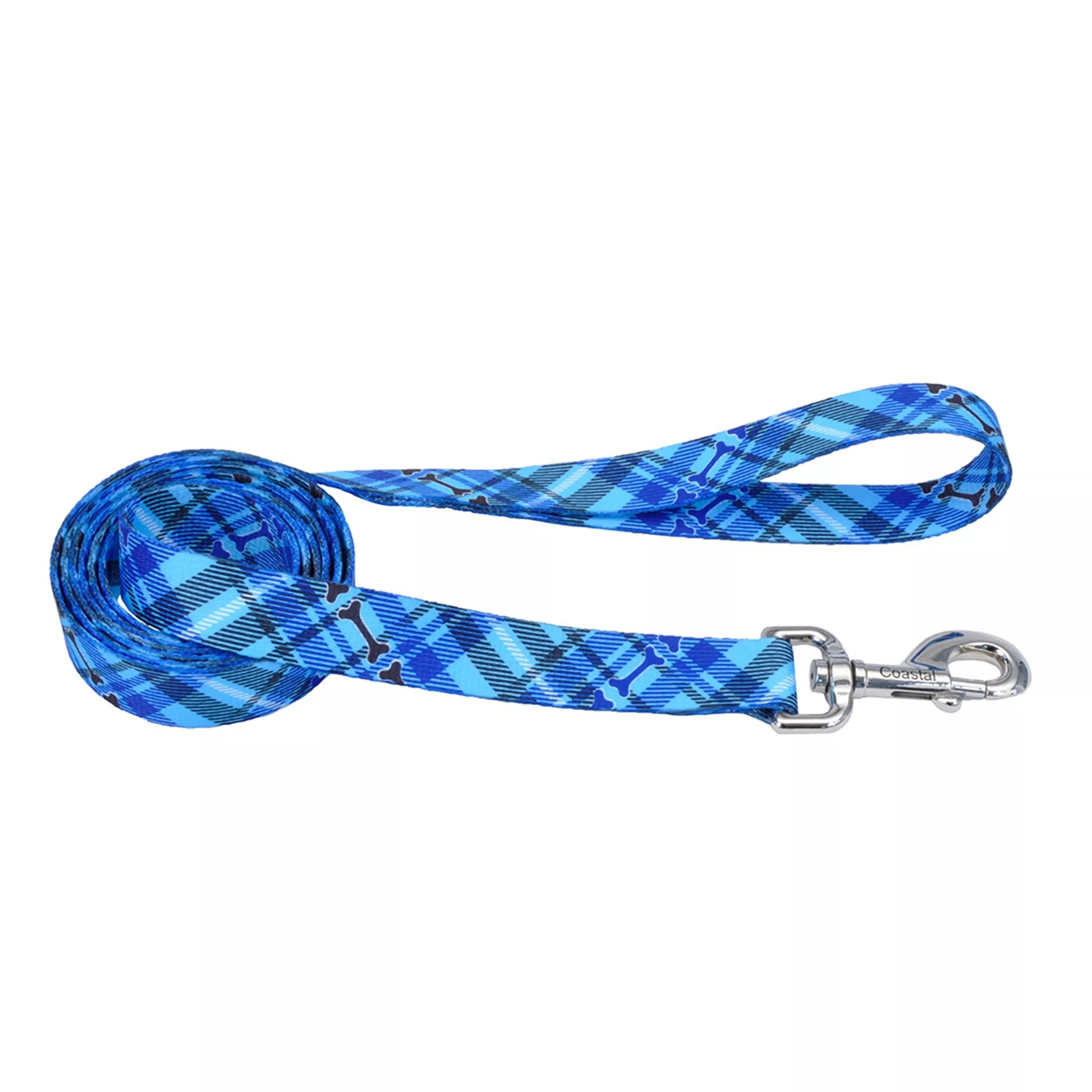 Coastal Pet Products Styles Dog Leash Plaid Bone 1" x 6' (1" x 6', Plaid Bone)