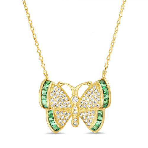 Emerald CZ Butterfly Necklace - Gold - Laura Grove Design product image