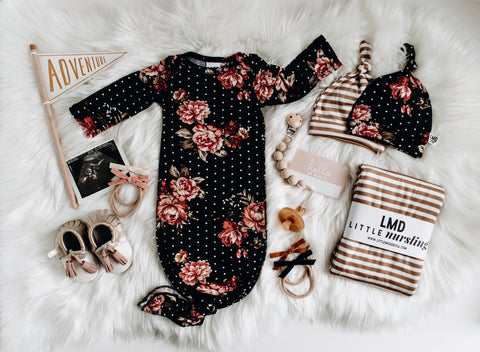 knotted baby gown in floral print-- littlemissdessa