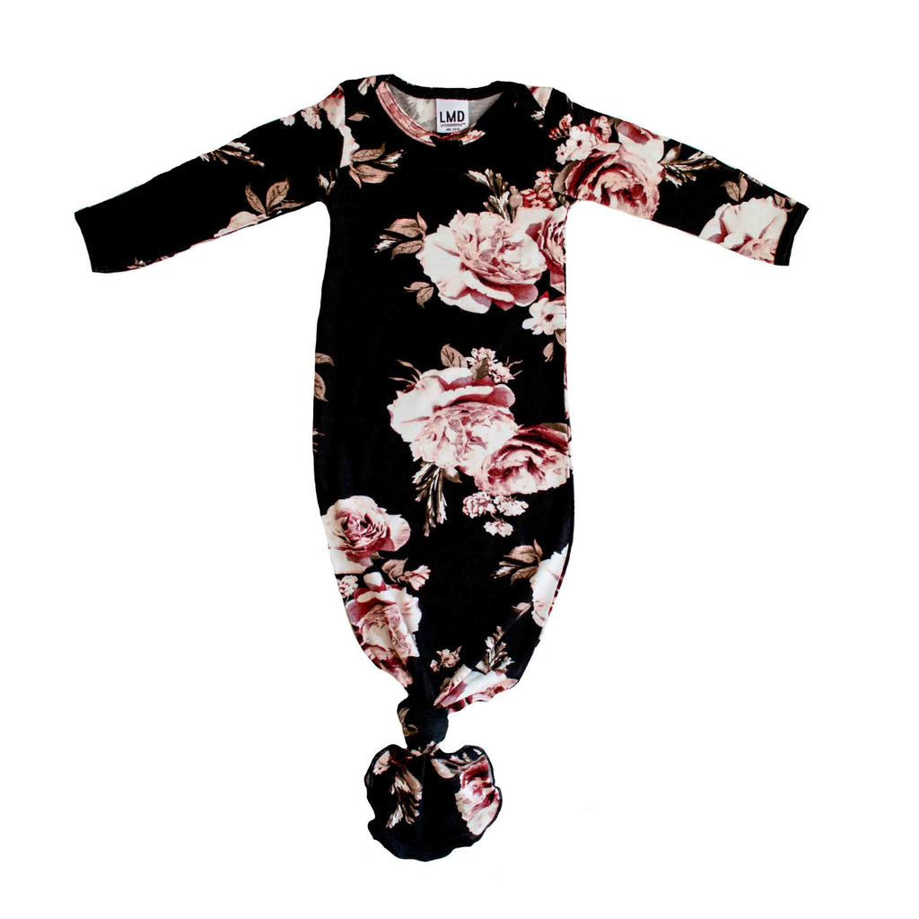 floral knotted baby gown