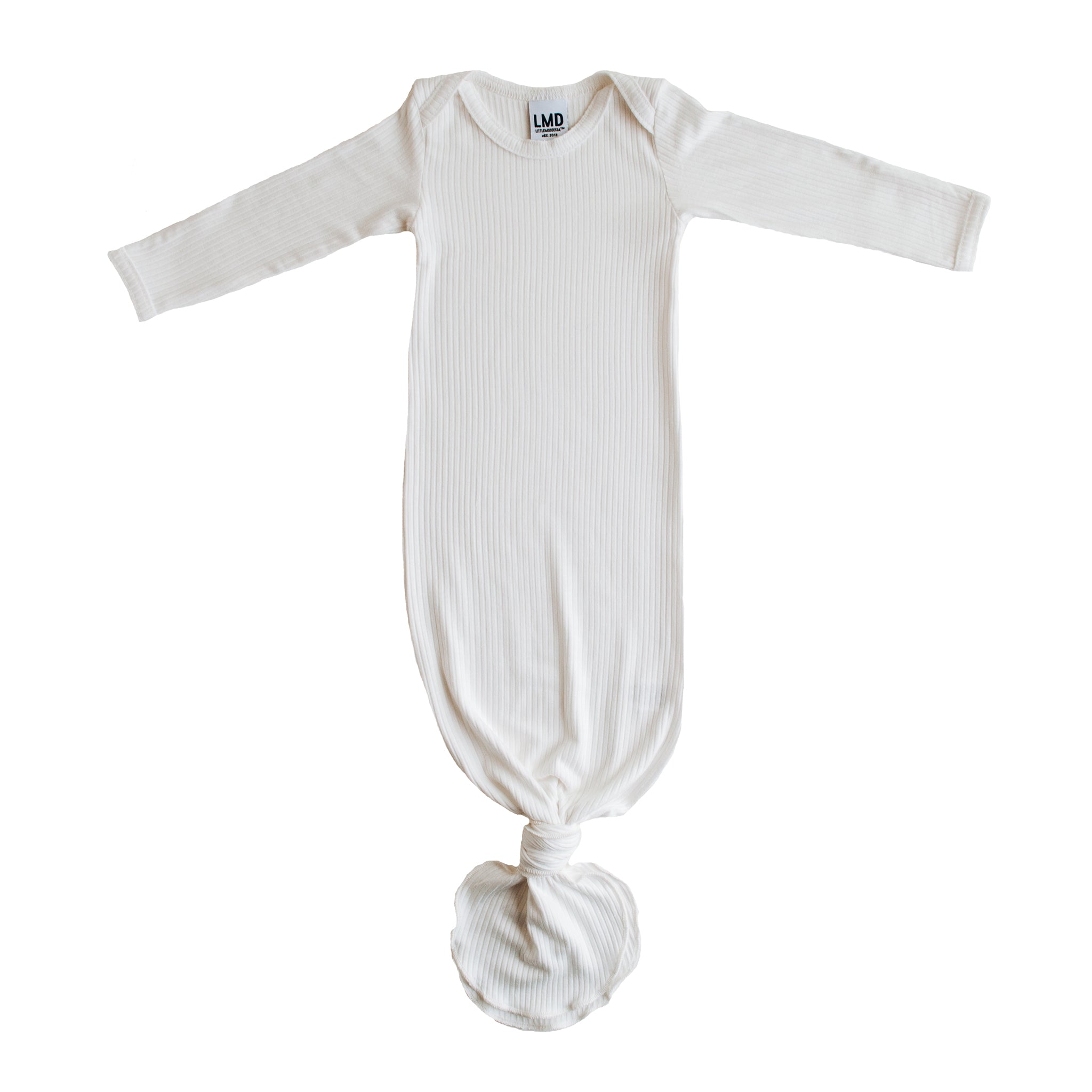 white knotted baby gown