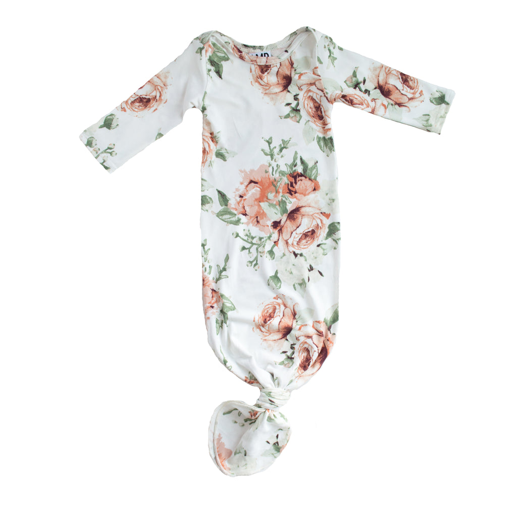 floral knotted baby gown