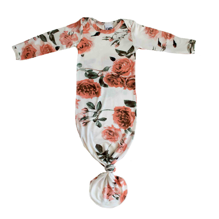 floral knotted baby gown