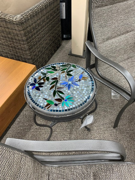 Quality Outdoor Living Made Easy. KNF Designs 18" Royal Hummingbird Mosaic Top Side Table at Jacobs Custom Living Spokane Valley WA, 99037. Give yourself permission to relax.