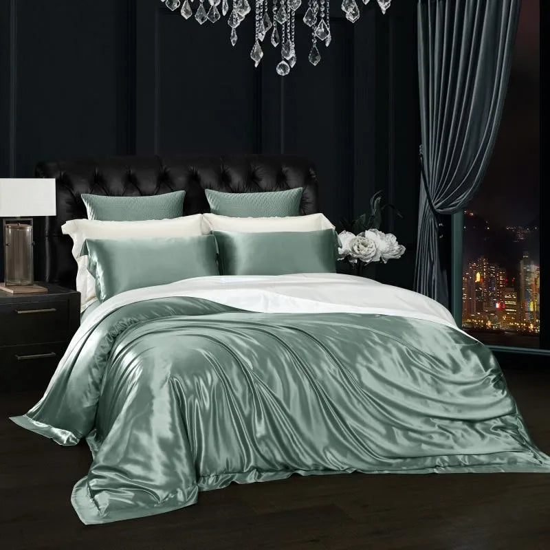 Mint Meadow Mulberry Silk Duvet Set - front