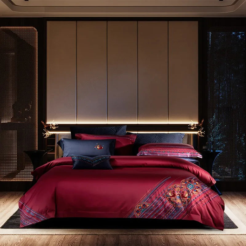 Royal Garnet Oasis Egyptian Cotton Bedding - Front