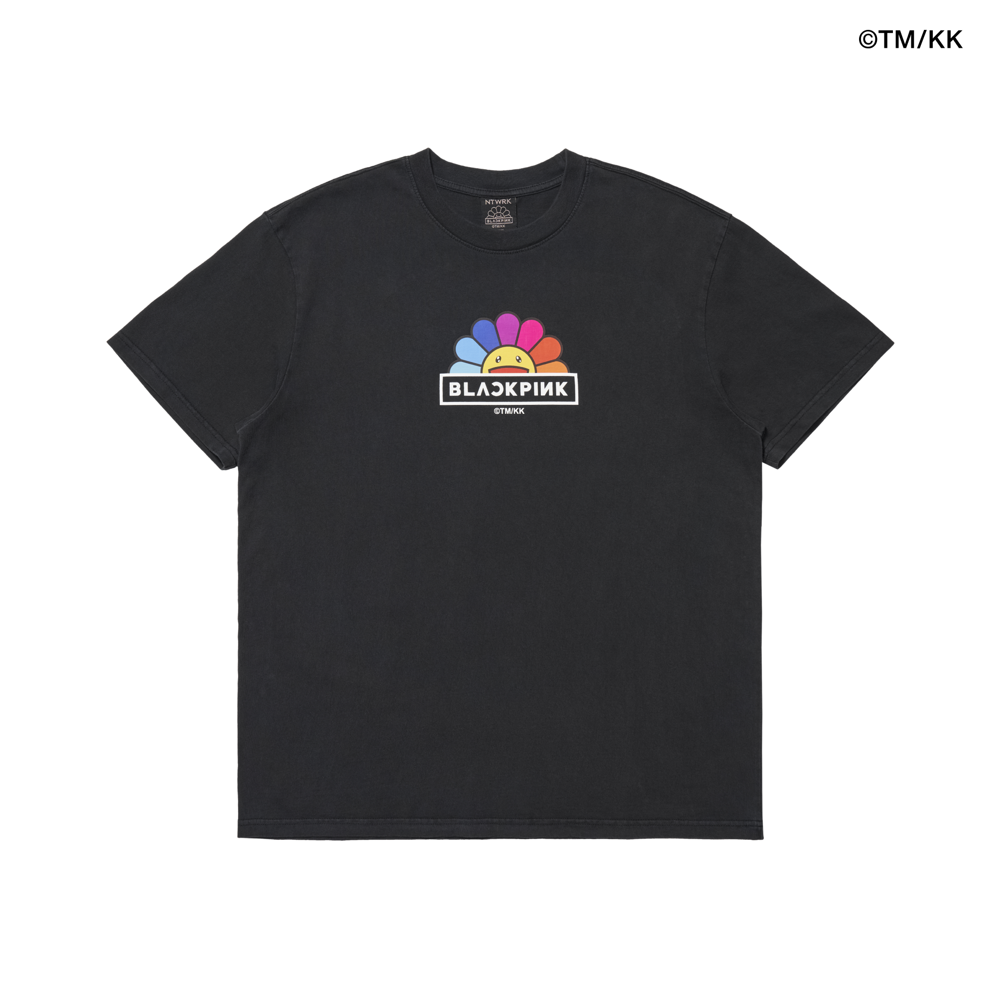 NTWRK - BLACKPINK + Takashi Murakami Rainbow Flower T-Shirt (Vintage Bla