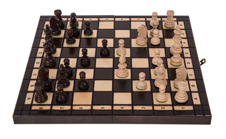 APEQi® ROYAL Schach - Schachspiel Holz HOCHWERTIG - Massivholz,  34,5x34,5cm, aus EU, Geschenkidee - edles Schachbrett Holz hochwertig -  klappbare