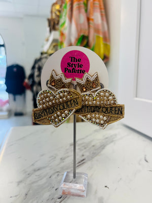 Birthday Queen Earrings - The Style Palette Boutique