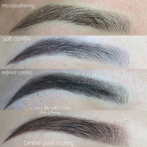 There are many types and combinations of eyebrow tattooing techniques available