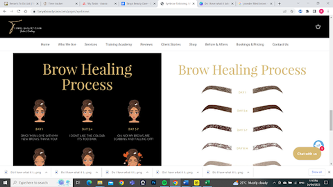 Brow healing process page