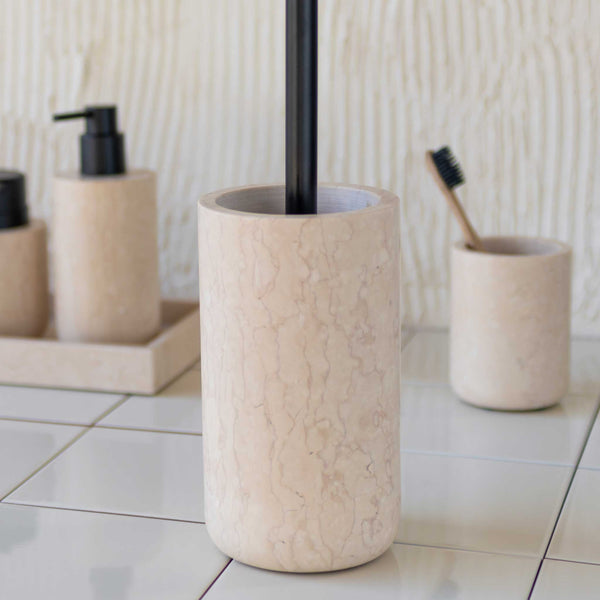 Evideco Marble Effect Freestanding Toilet Brush and Holder Set