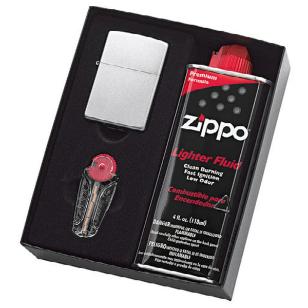 Zippo Brass Gift Pack - Zippo Fluid, Lighter & Flints - Gift Boxed