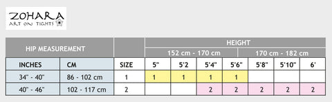 Zohara Size Guide