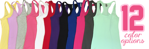 12 Different Color Options for Racerback Tank Tops