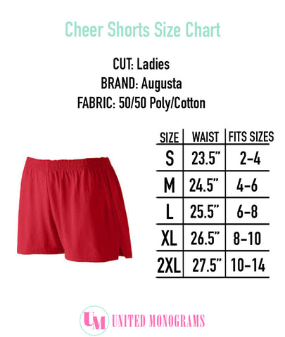 Lady Shorts Cheer Size Chart