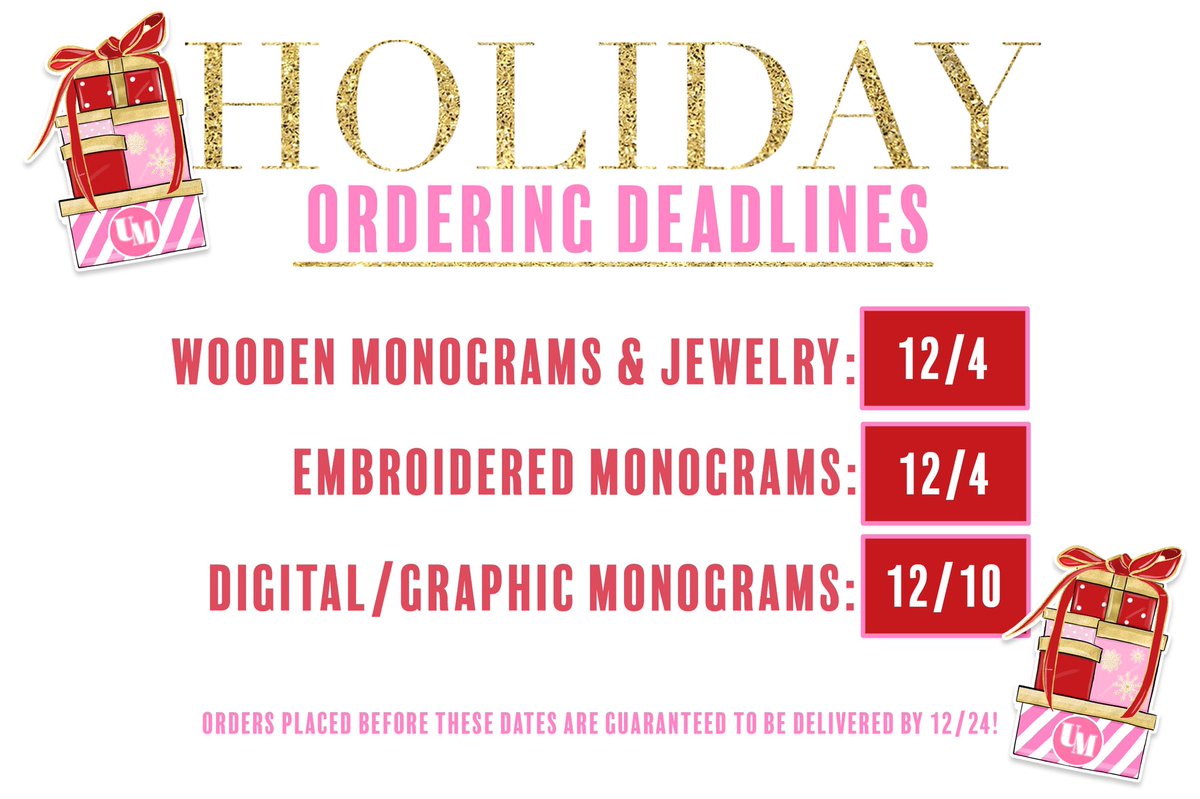 Holiday Cutoff Ordering Deadlines