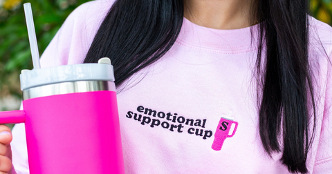 Stay cozy and supported with our Monogrammed 'Emotional Support Cup' Crewneck Sweatshirt
