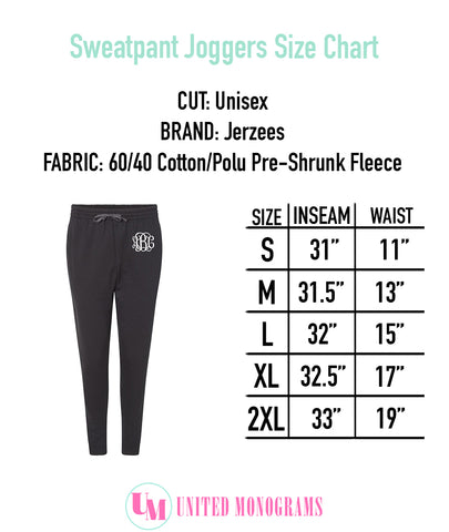 Sweatsuit Sweatpants - Monogram Embroidered(CUT SMALL)