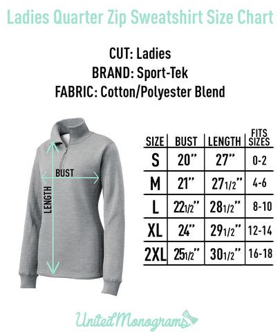 Monogrammed Ladies Quarter Zip Sweatshirt – United Monograms