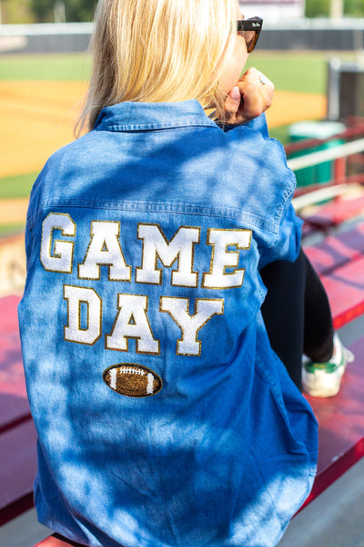 Game Day Letter Patch Denim Jacket