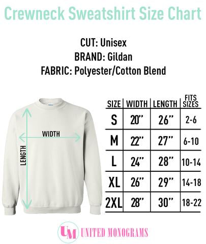 United Monogram Sweatshirt Size Chart