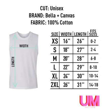 Muscle Tank Size Chart UM