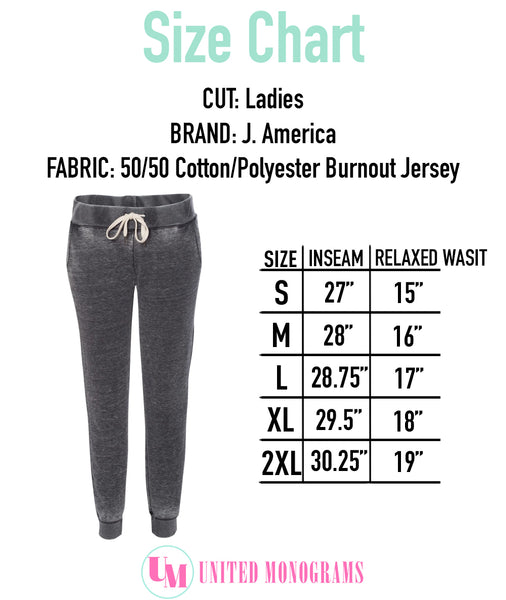 Monogrammed Joggers Size Chart