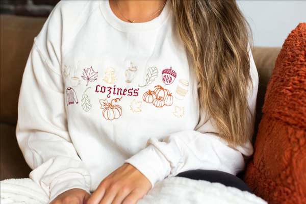 Monogrammed 'Fall Coziness' Embroidered Sweatshirt