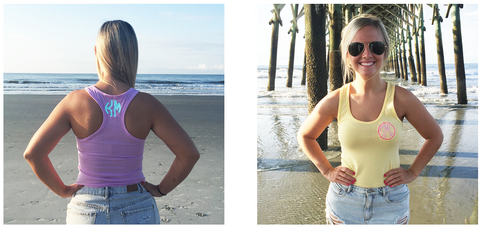 Monogram Tank Tops on the Beach