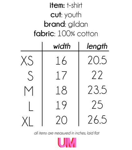 Youth Tee Size Chart