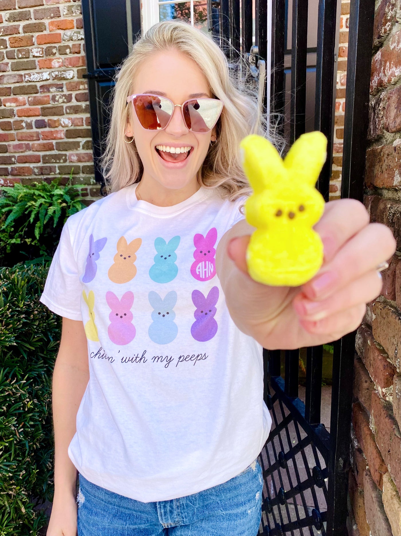 Monogrammed Easter Chillin' With My Peeps Tee
