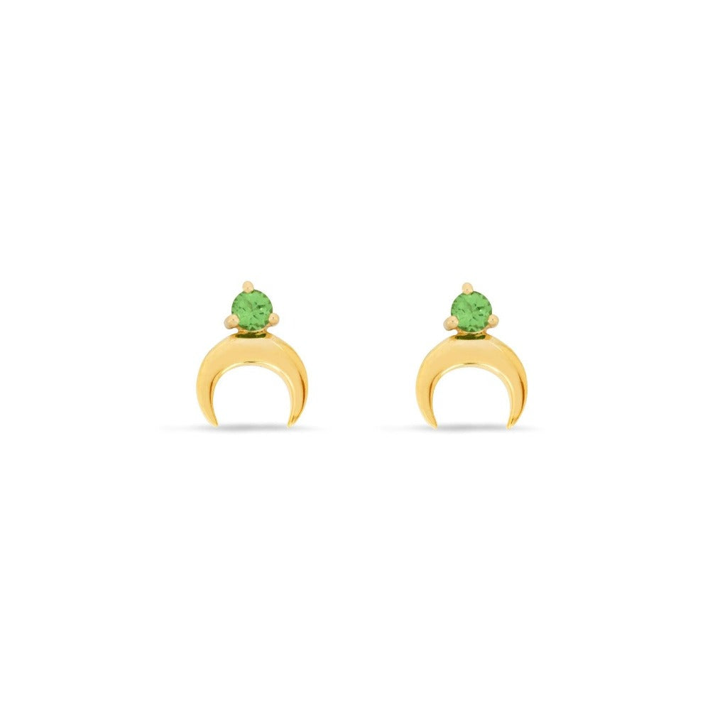 Modern Moon Tsavorite Stud Earrings