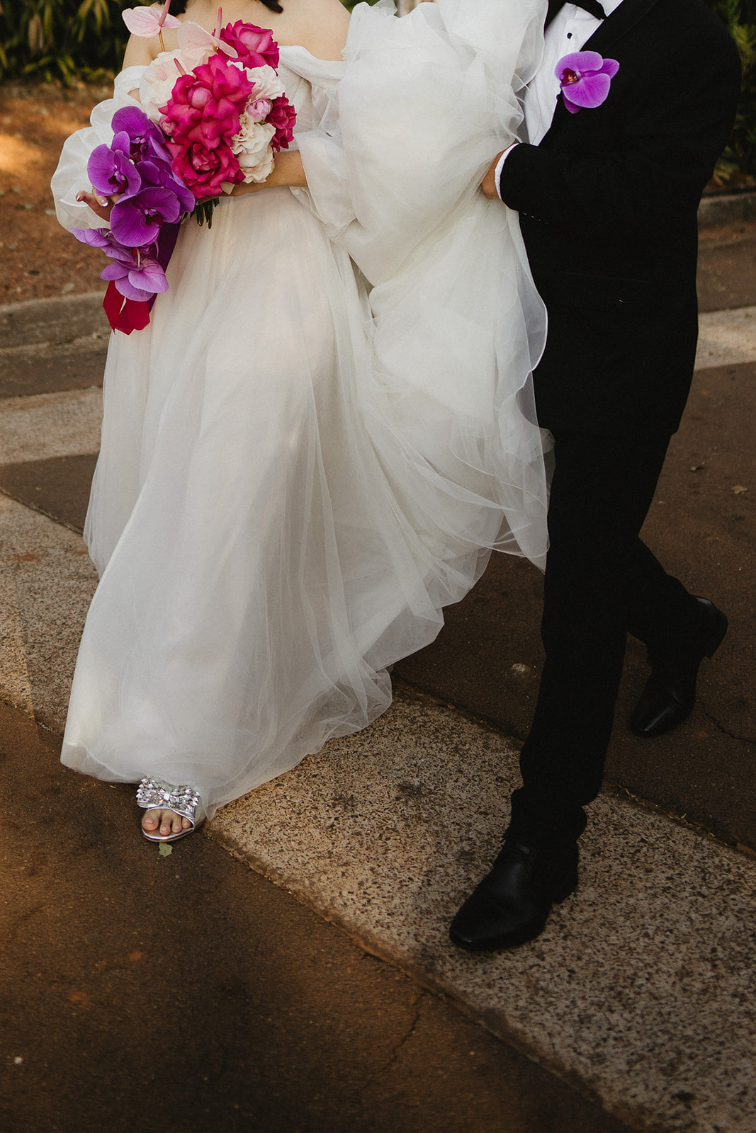 Beija Flor Real Wedding Maria and Tommy Wedding Bride and Groom Walking on the Street